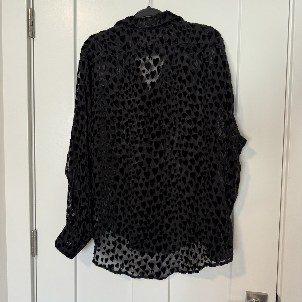 AMI Alexandre Mattiussi Black Heart Motif Button Shirt NEW Silk Blend Size 39 - Picture 5 of 5